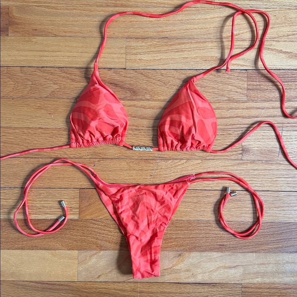 Vix Paula Hermanny Tri Top Tie Side Bottom Cheeky Bikini Cherie Color Size Small